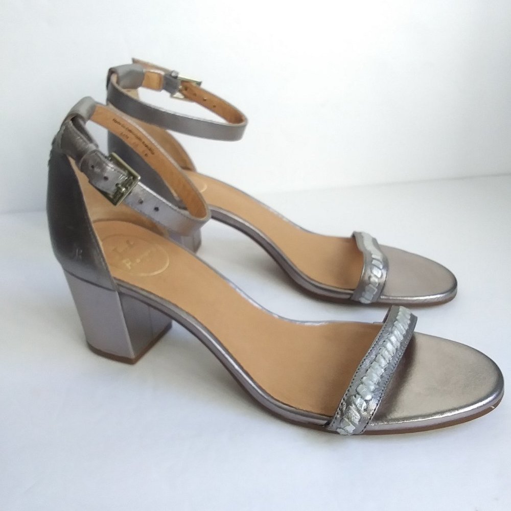 Jack Rogers Lillian Silver Ankle Strap Sandal NWOB